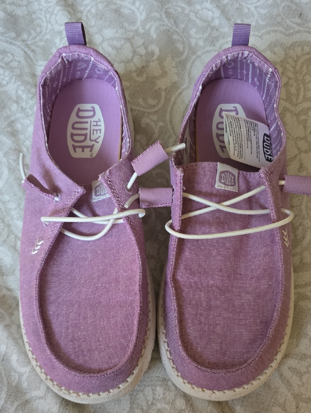 Hey Dude Lavender Canvas Slip-On Shoes with White Laces